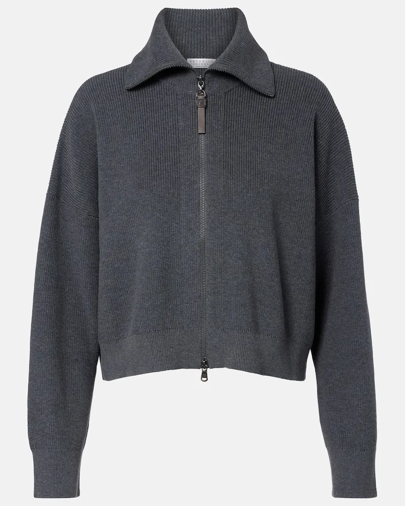 Brunello Cucinelli Cardigan Monili aus Baumwolle Grau