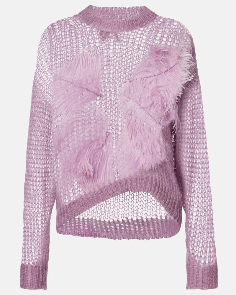 ATTICO Pullover aus einem Mohairgemisch mit Federn Violett