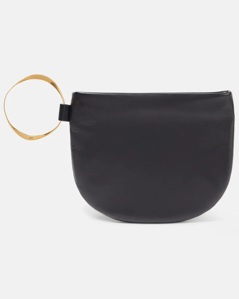 The Row Clutch Geo aus Leder Schwarz