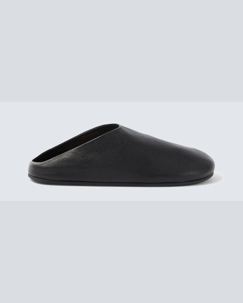 The Row Slippers Hudson aus Leder Schwarz