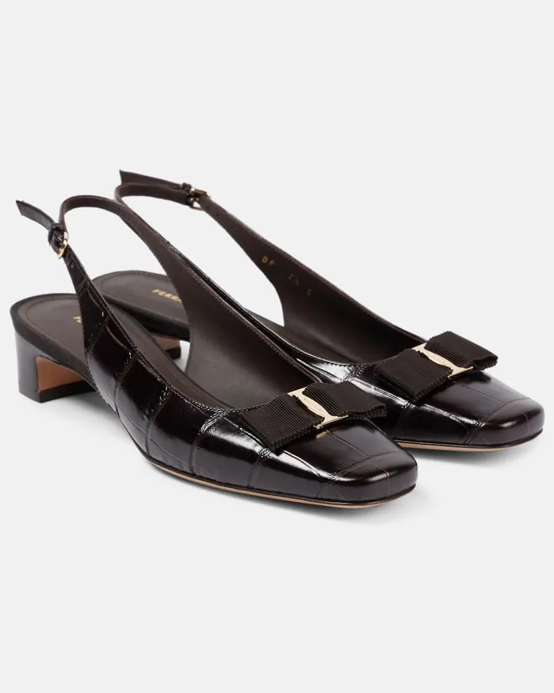 Ferragamo Slingback-Pumps Rivada 30 aus Leder Braun