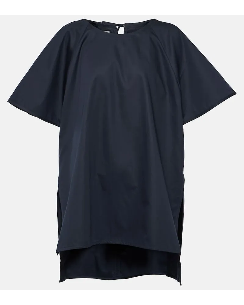 Co Oversize-T-Shirt aus Baumwolle und Seide Blau