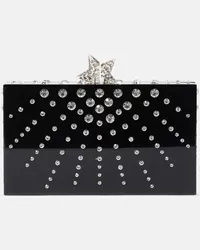 Aquazzura Verzierte Clutch Starlight Schwarz