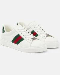 Gucci Sneakers Web Stripe aus Leder Multicolor