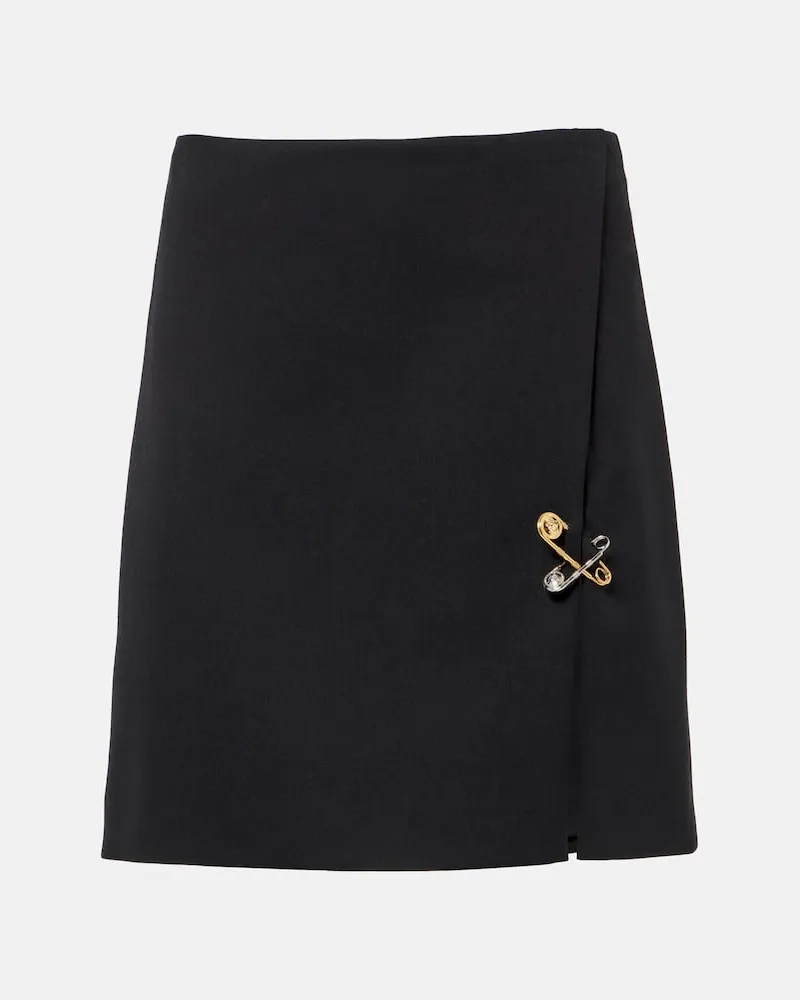 Versace Minirock Safety Pin aus Wolle Schwarz