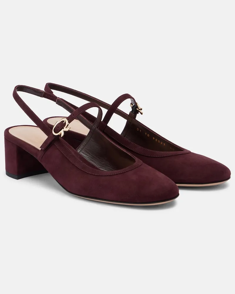 Gianvito Rossi Slingback-Pumps 45 aus Veloursleder Burgunderrot