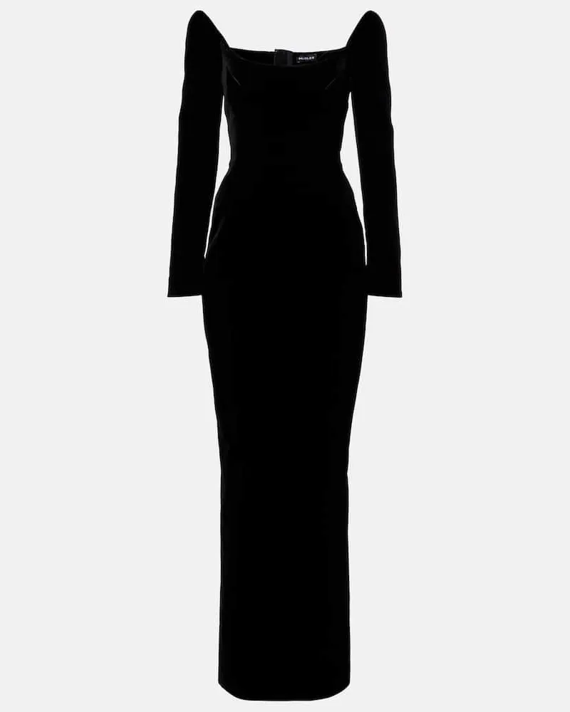 Thierry Mugler Robe re/edit Les Méduses aus Samt Schwarz