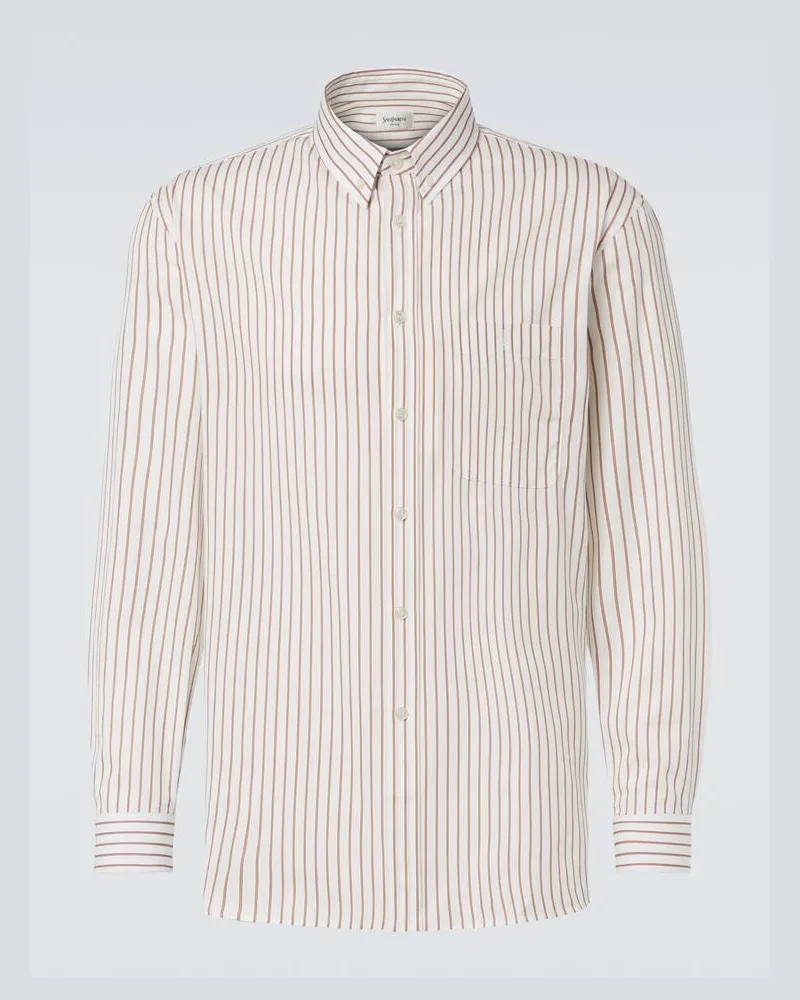 Saint Laurent Hemd Cassandre aus Baumwollpopeline Weiã