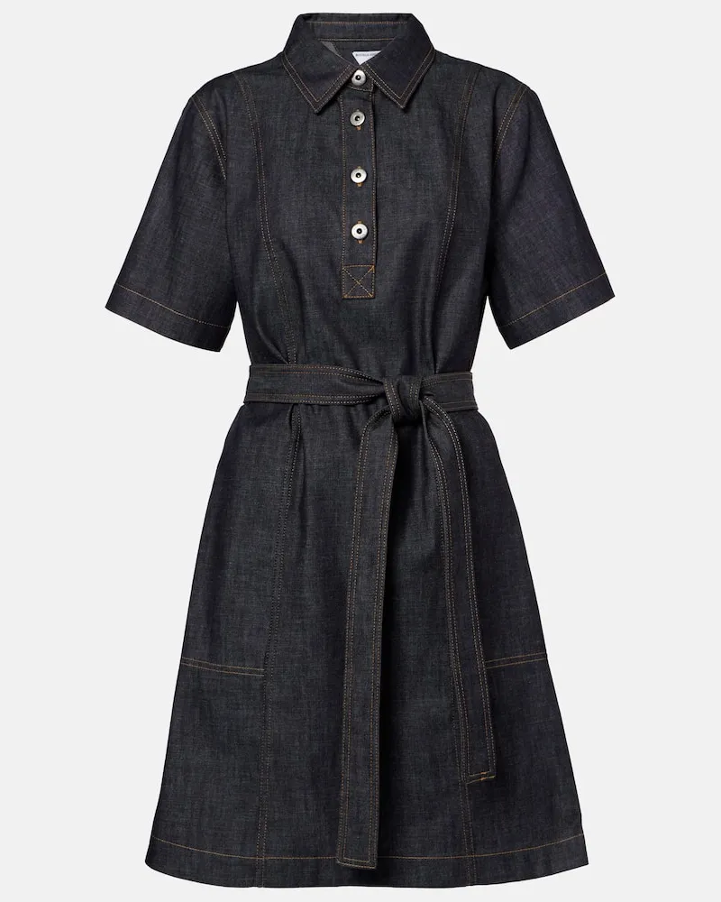 Bottega Veneta Midikleid aus Denim Blau