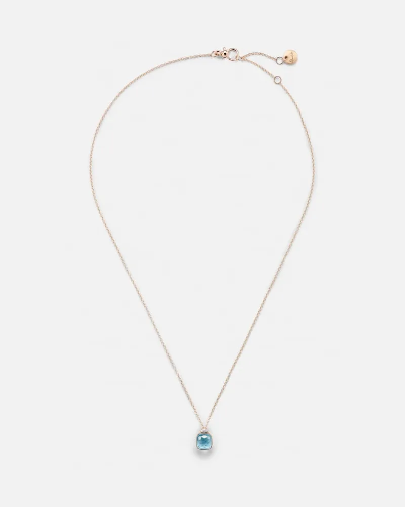 Pomellato Halskette Nudo Mini aus 18kt Rosé- und Weißgold mit Topas und Diamanten Gold