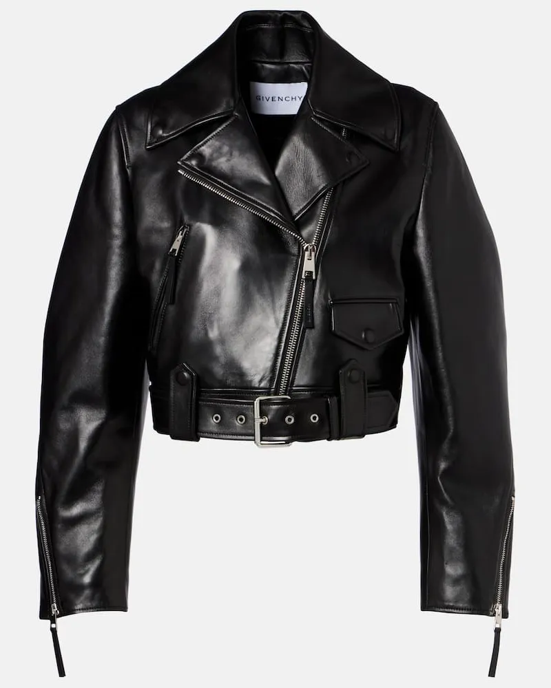 Givenchy Cropped-Bikerjacke Cocoon aus Leder Schwarz