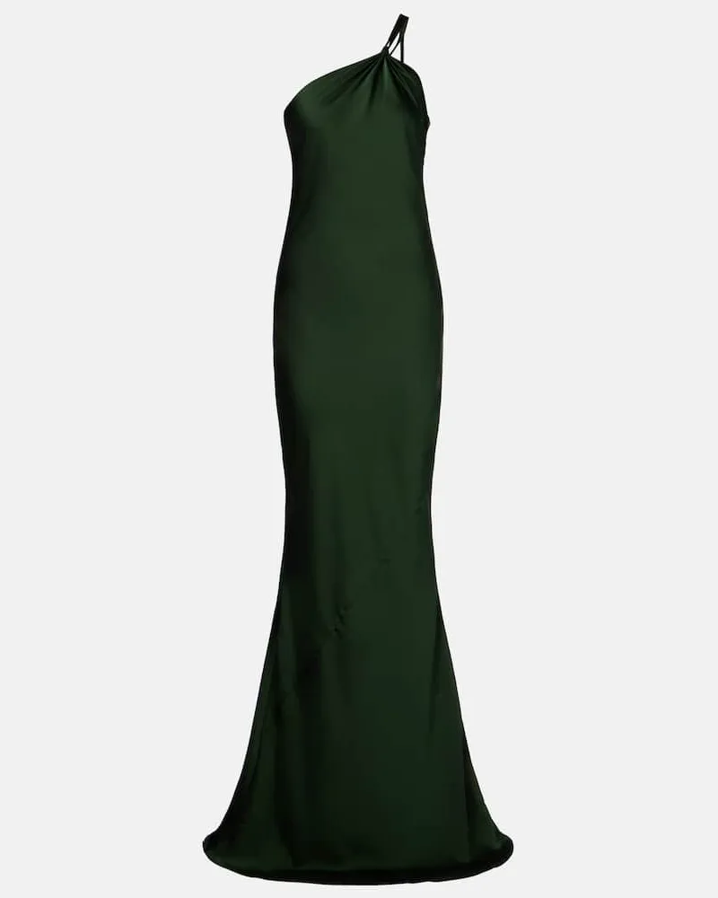 Norma Kamali One-Shoulder-Robe aus Satin Grün