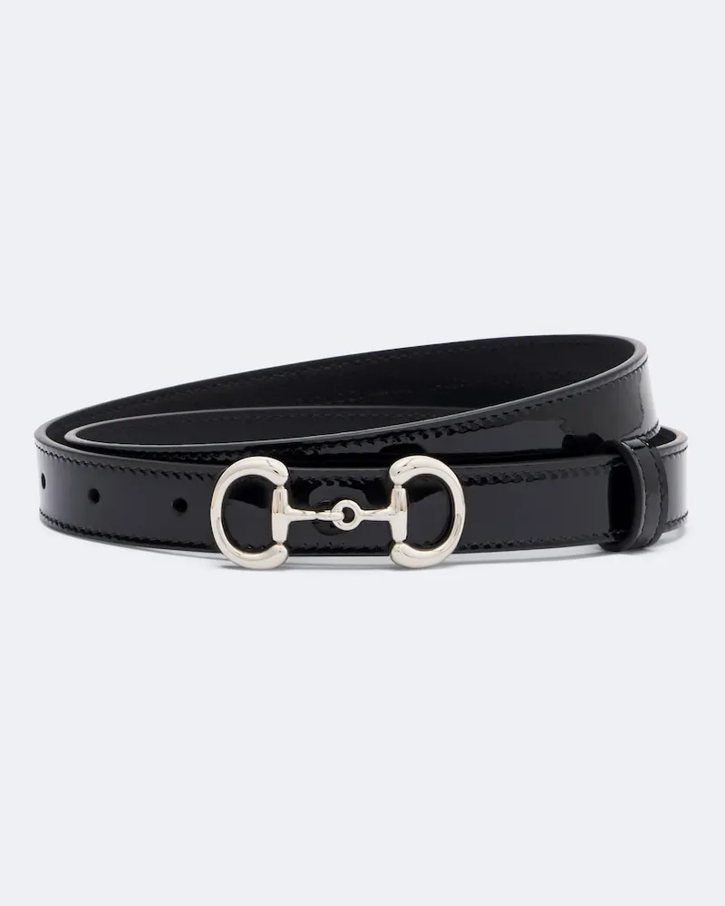 Gucci Gürtel Horsebit aus Lackleder Schwarz