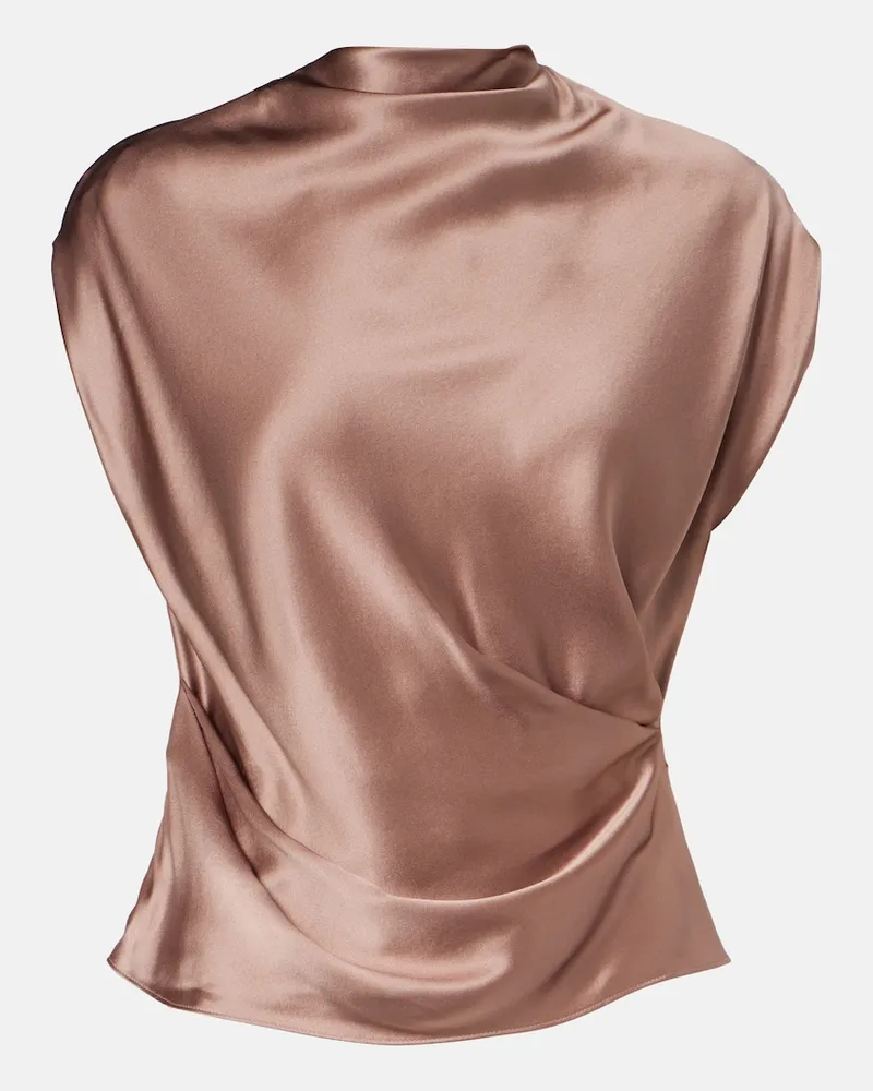 The Sei Top aus Seidensatin Braun