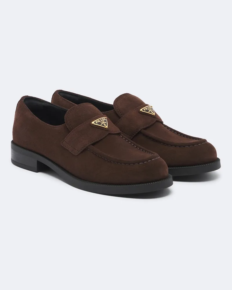 Prada Loafers aus Veloursleder Braun