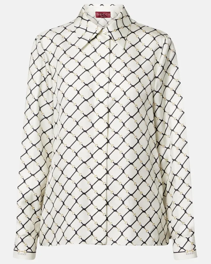 Gucci Hemd Gucci Horsebit aus Seiden-Twill Weiß