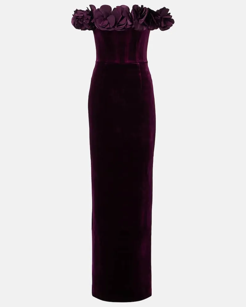 Rebecca Vallance Off-Shoulder-Robe Charles aus Samt Lila