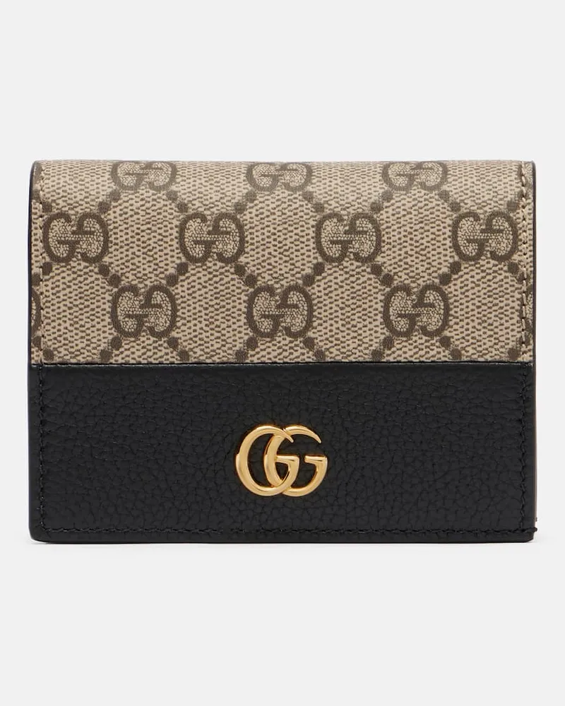 Gucci Portemonnaie Double G Mini aus Leder Schwarz