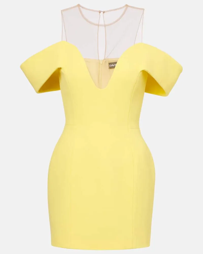 David Koma Off-Shoulder-Minikleid aus Woll-Crêpe Gelb