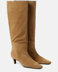 Totême Stiefel Wide Shaft aus Veloursleder Braun