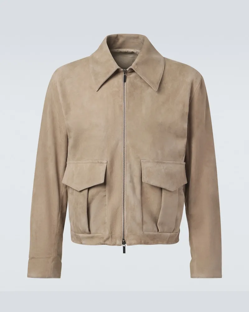 Stoffa Stòffa Blouson aus Veloursleder Beige
