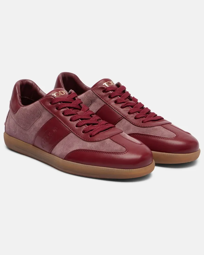 TOD'S Sneakers Tabs aus Leder und Veloursleder Rot