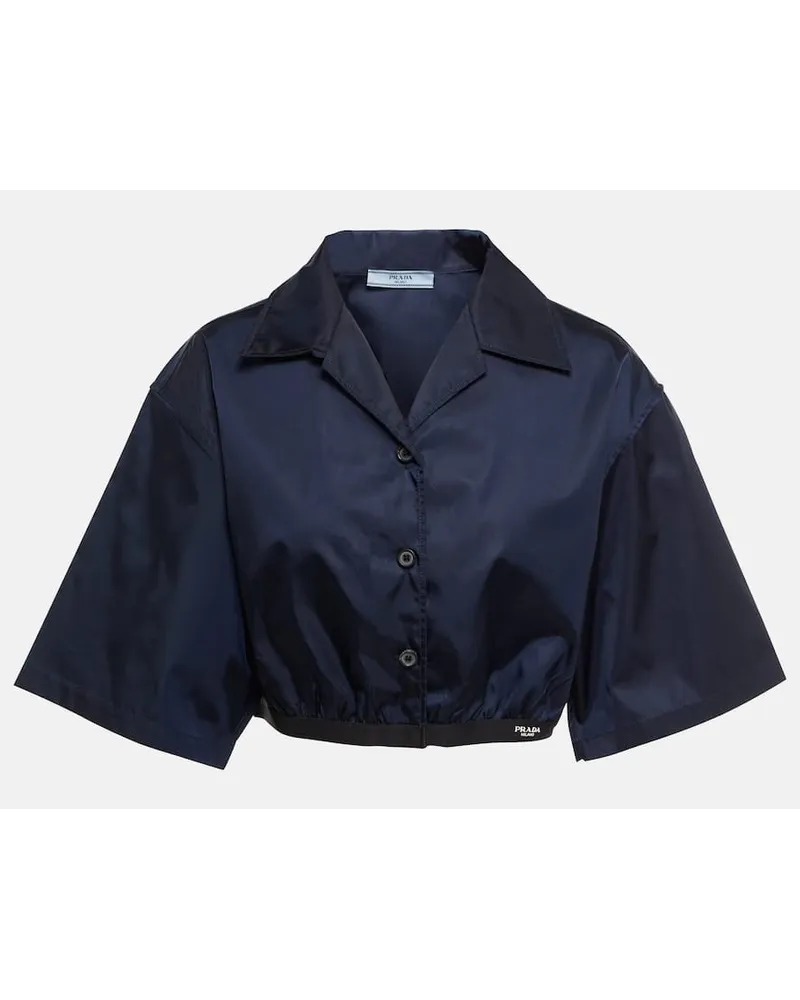 Prada Cropped-Bluse aus Re-Nylon Blau