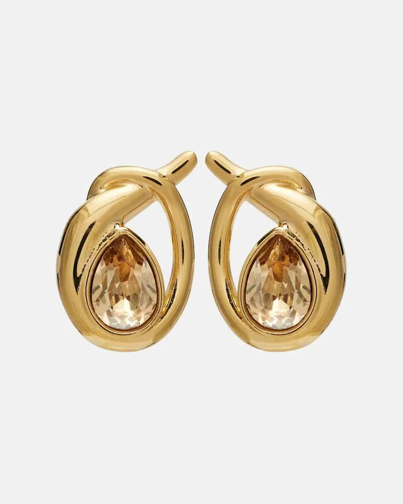 Oscar de la Renta Ohrringe Looped mit Kristallen Gold
