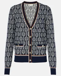 Tory Sport Cardigan aus Jacquard Blau