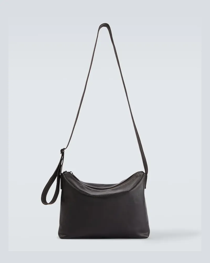 Christophe Lemaire Messenger Bag Folio Small aus Leder Braun