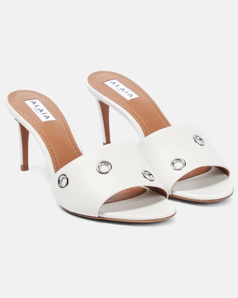 Alaïa Alaïa Verzierte Pantoletten Oeillets aus Leder Weiß