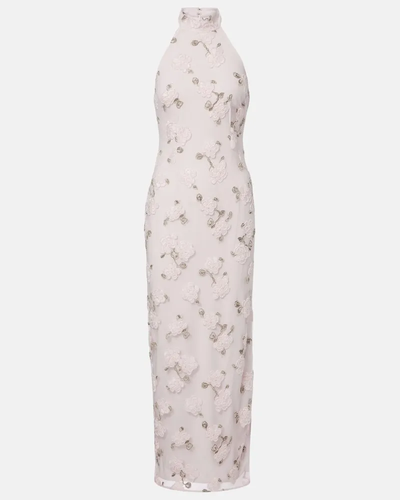 ROTATE Birger Christensen Besticktes Midikleid Pink