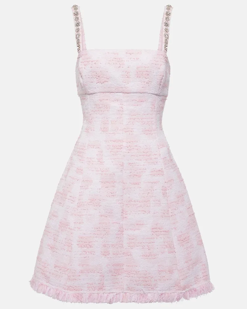 Oscar de la Renta Verziertes Minikleid aus Tweed Weiß