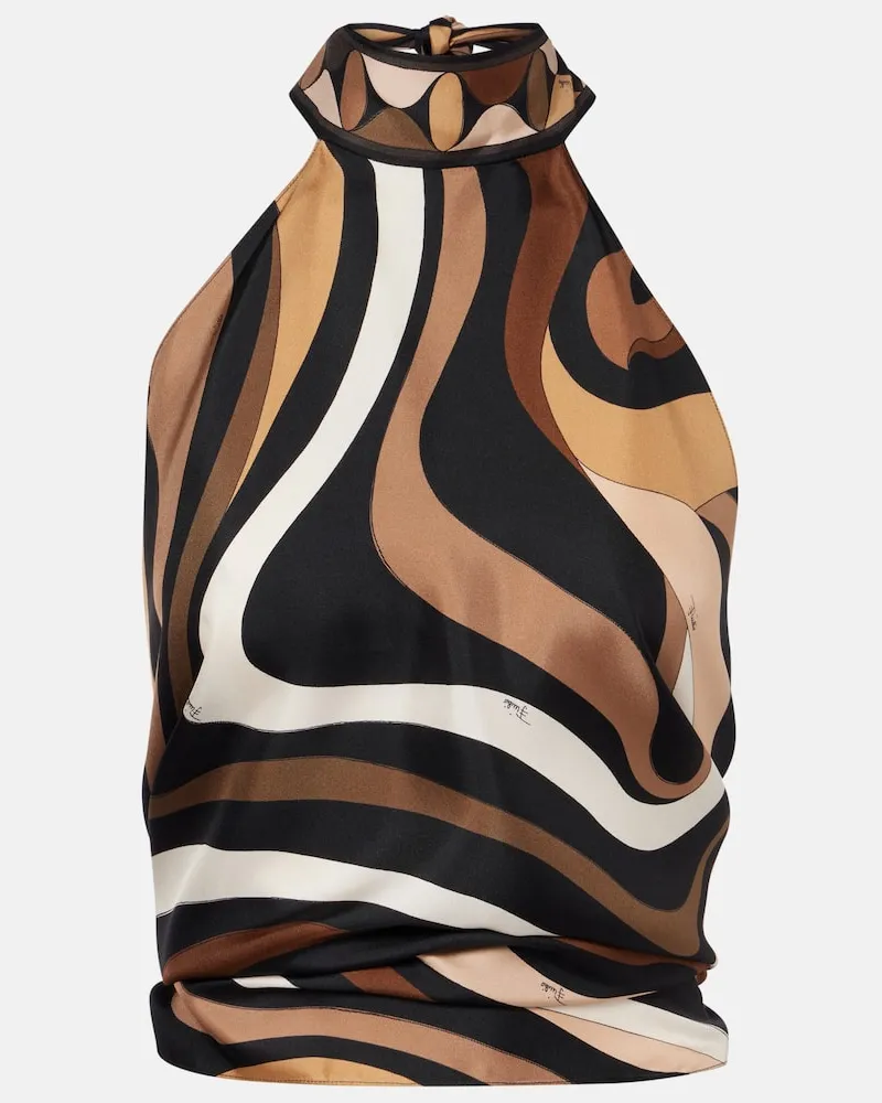 Emilio Pucci Top Marmo aus Seidensatin Braun