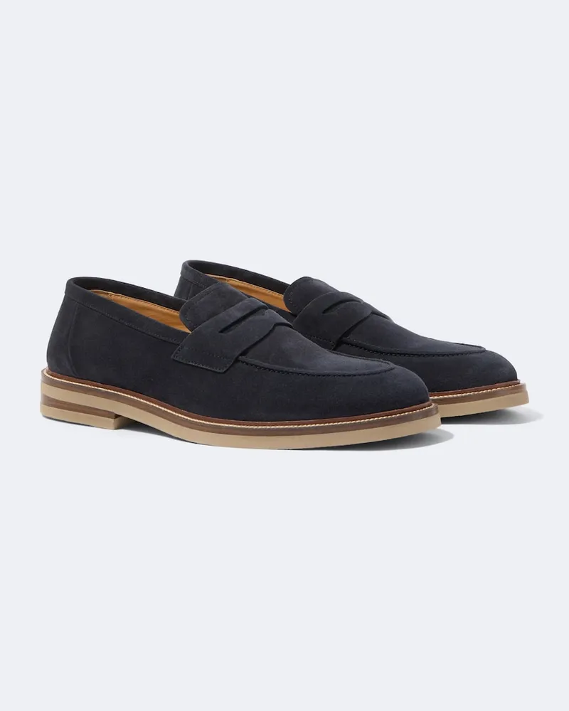 Brunello Cucinelli Loafers aus Veloursleder Blau
