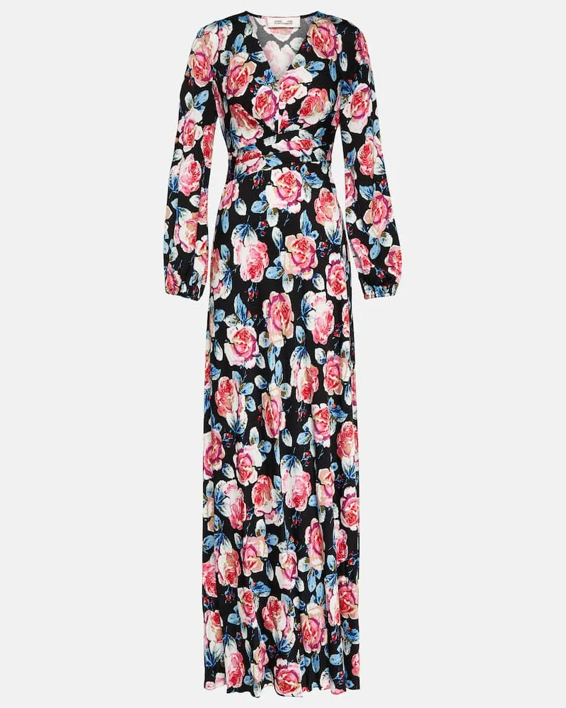 Diane von Furstenberg Bedrucktes Maxikleid Monika aus Satin Rosa