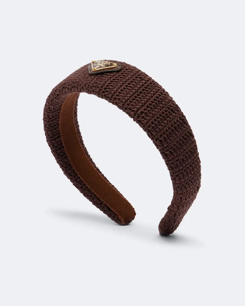 Prada Stirnband aus Häkelstrick Braun