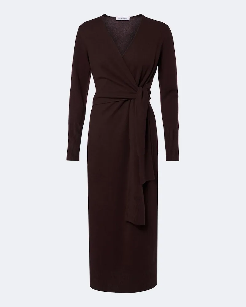Veronica Beard Wickelkleid Salomez aus Wolle und Kaschmir Burgunderrot
