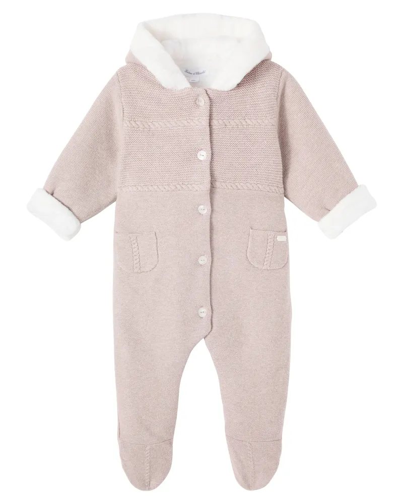 Tartine et Chocolat Baby Overall aus Baumwolle, Wolle und Kaschmir Beige