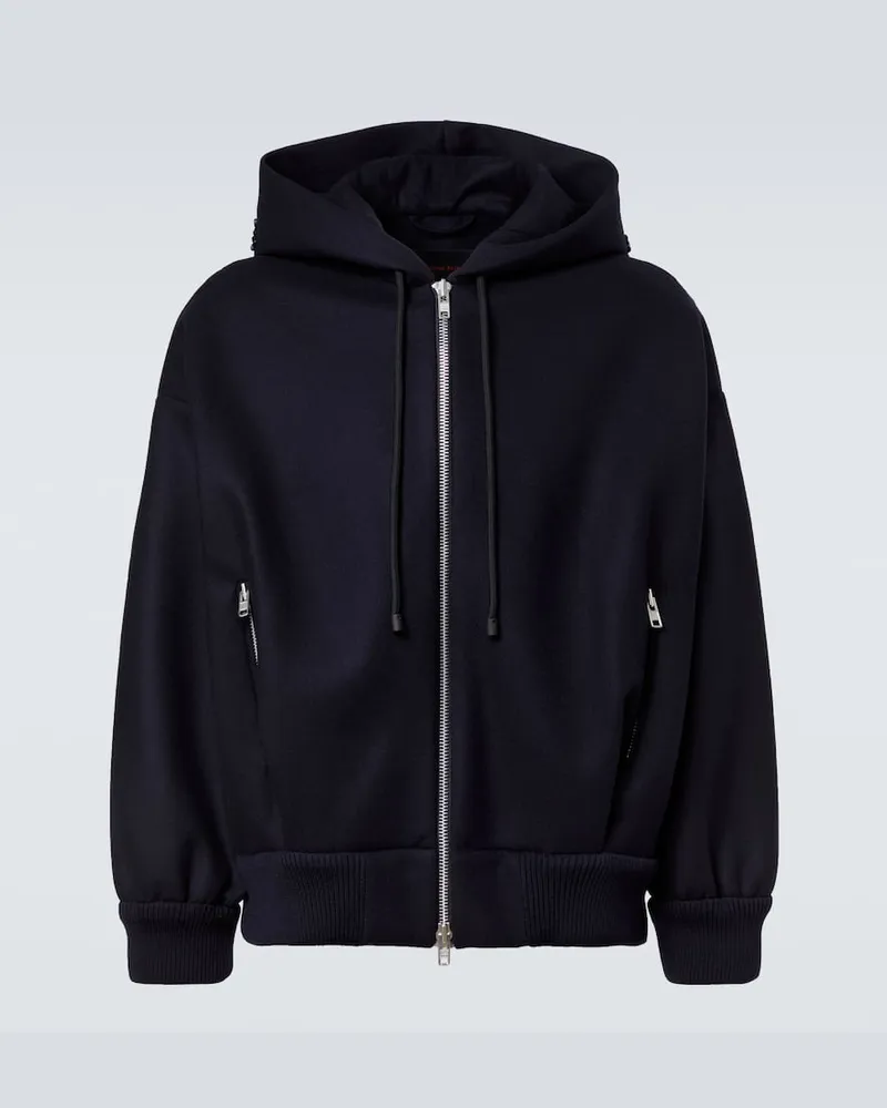 Simone Rocha Verzierte Kapuzenjacke aus einem Wollgemisch Blau