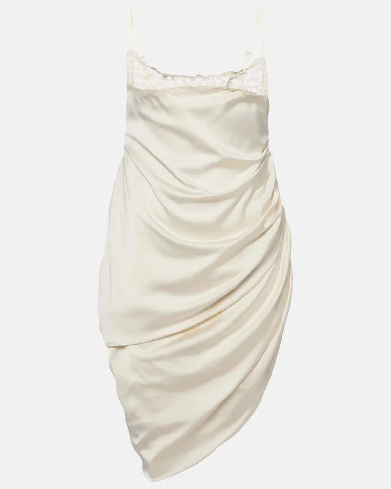 Jacquemus Slipdress La Saudade Brodée aus Satin Weiß