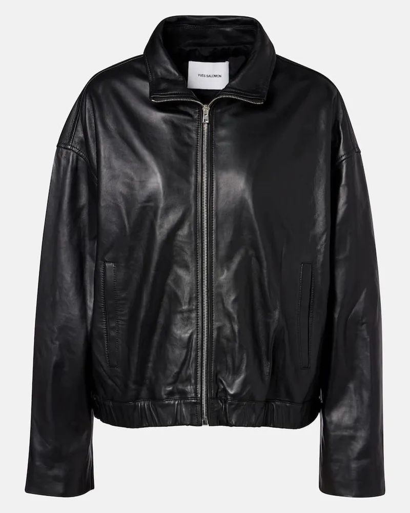 Yves Salomon Lederjacke Schwarz