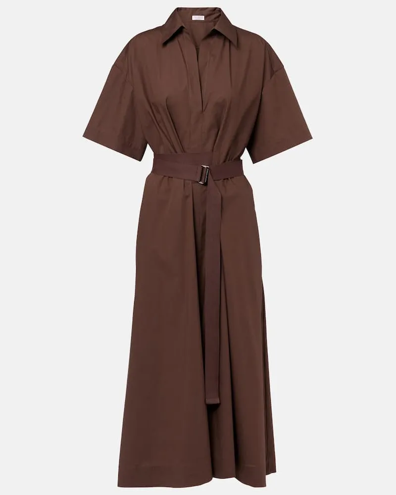 Brunello Cucinelli Wickelkleid aus Baumwolle Braun