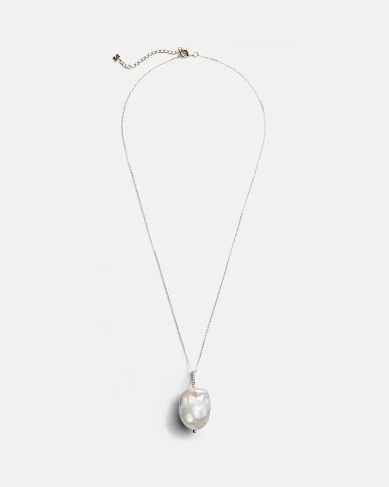 MATEO Halskette aus 14kt Gelbgold mit Diamanten und Barockperle Weiß