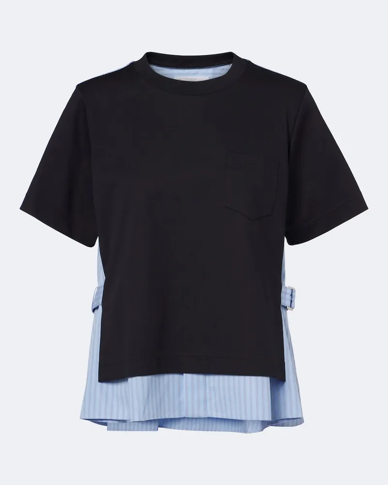 Sacai Top aus Baumwoll-Jersey und Popeline Multicolor