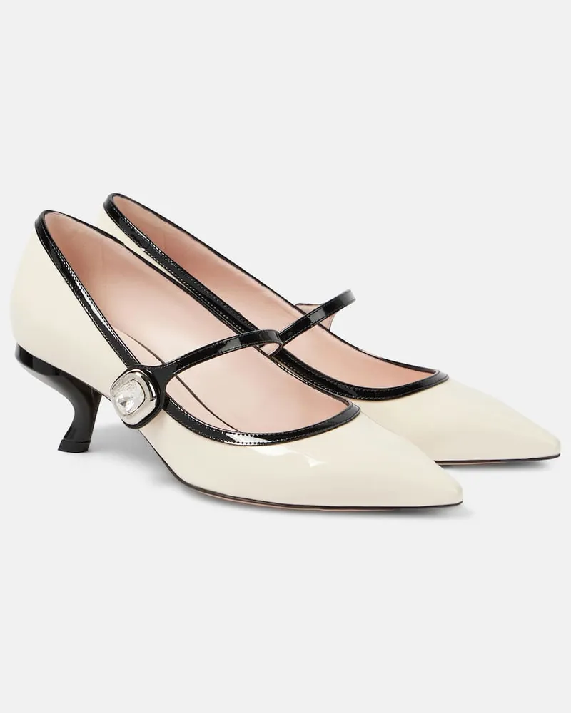Roger Vivier Mary-Jane-Pumps Virgule 55 aus Lackleder Weiß