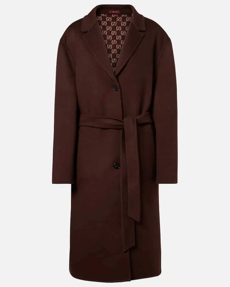 Gucci Wendbarer Mantel aus Wolle Braun