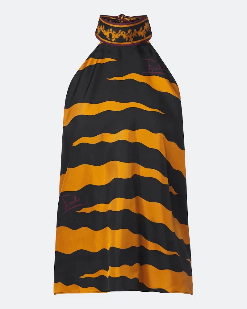 Emilio Pucci Top Fiamme aus Seiden-Twill Orange