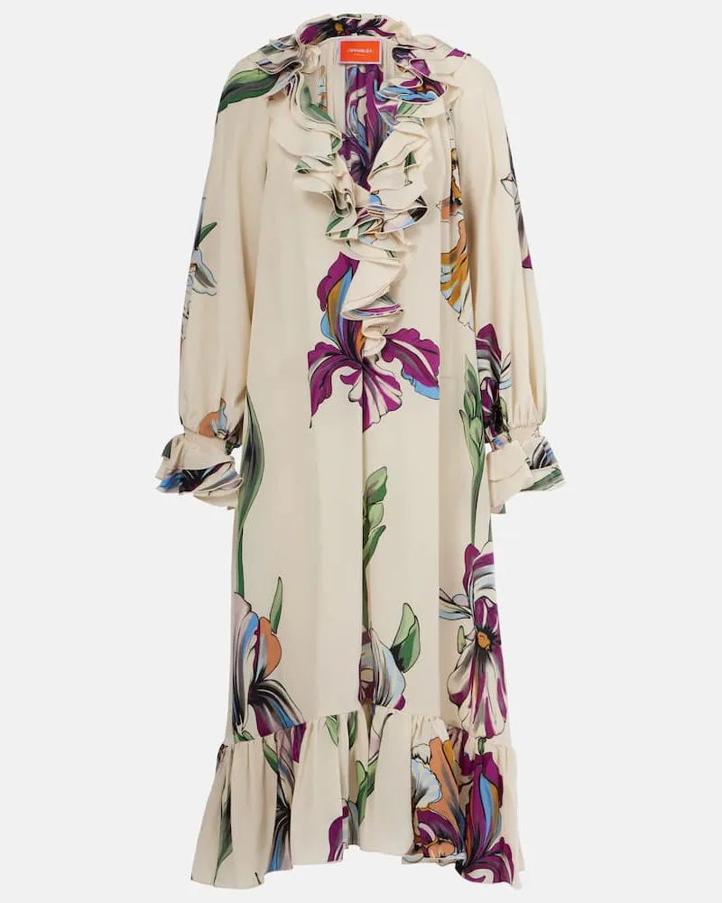 La DoubleJ Midikleid aus Crêpe de Chine aus Seide Multicolor