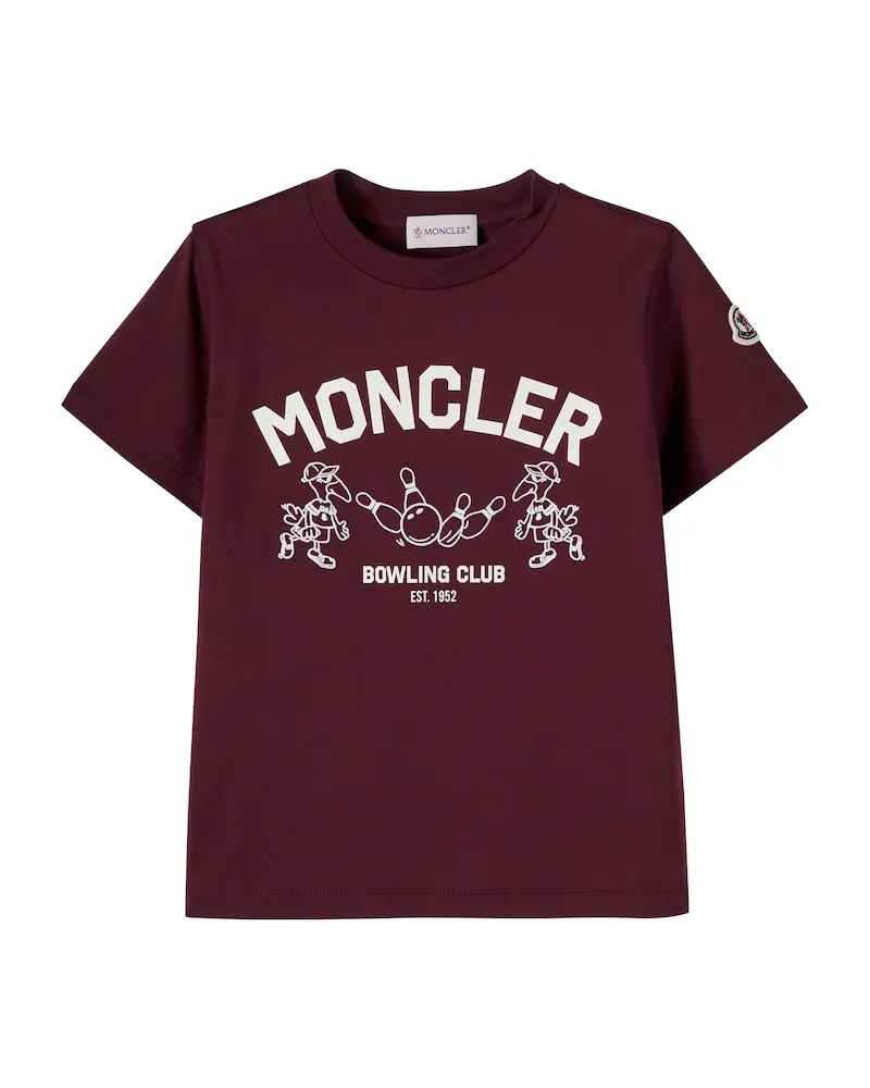 Moncler T-Shirt aus Baumwoll-Jersey mit Logo Burgunderrot